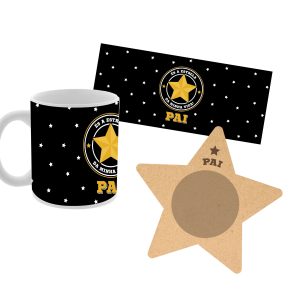 CANECA PRETA C/BASE MDF+CAIXA PAI